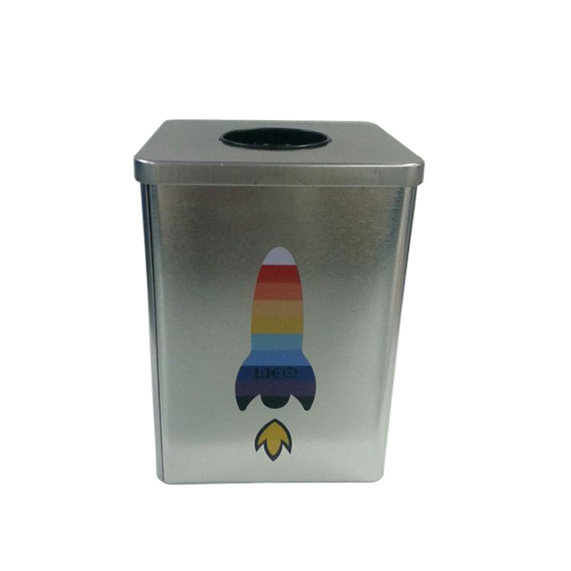 square cookie tin container with handle